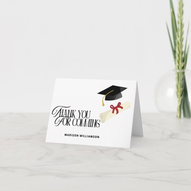 Graduation Cap simple  Thank You Card (Front)