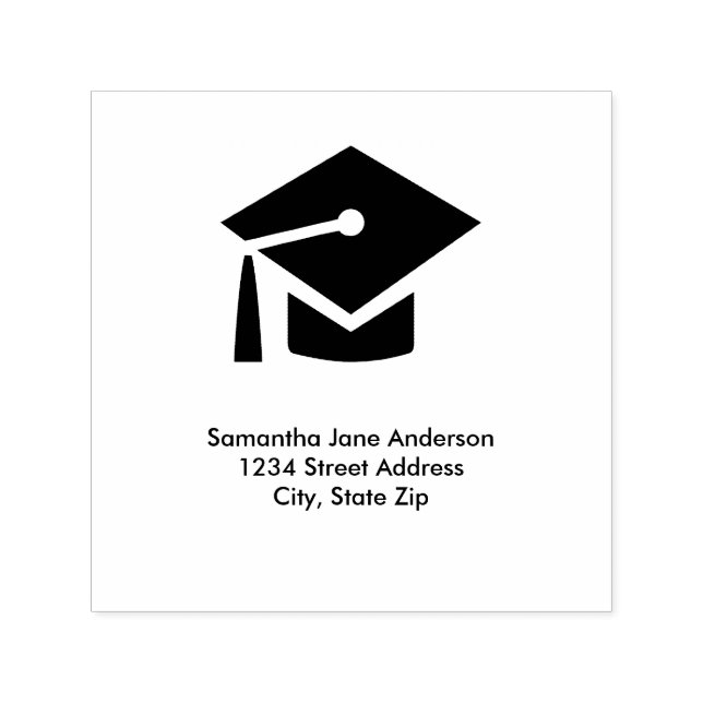 Graduation Cap Square - Self-Inking Address Stamp (Design)