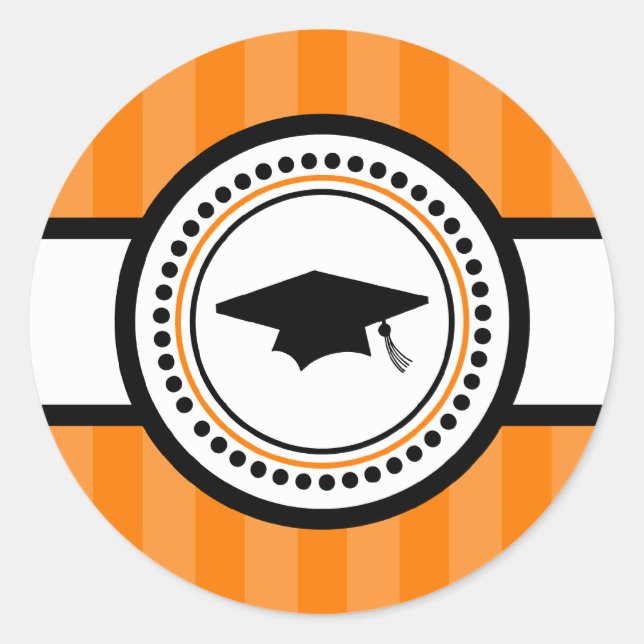 Graduation Cap Stripes Label (Orange) (Front)