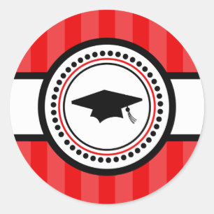 Graduation Cap Stripes Label (Red)