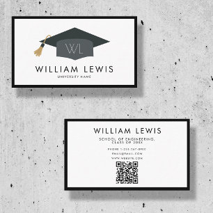 Graduation Cap Student Modern Minimalist QR Code   Business Card
