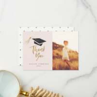 Graduation Cap Tassel Gold Foil Thank You Photo