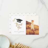 Graduation Cap Tassel Gold Foil Thank You Photo
