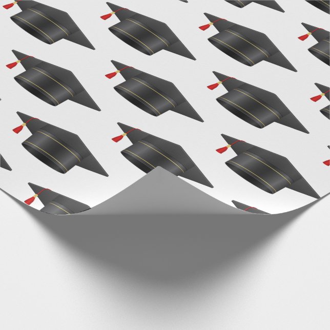 Graduation Cap Tassle Black Wrapping Paper (Corner)