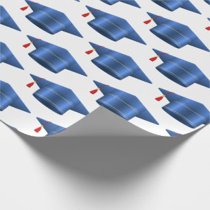 Graduation Cap Tassle Blue Wrapping Paper