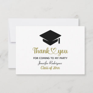 Graduation Cap Thank You For Coming To My Party Card