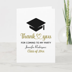 Graduation Cap Thank You For Coming To My Party Card