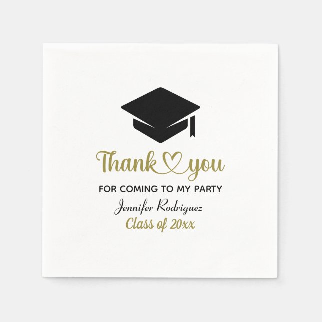 Graduation Cap Thank You For Coming To My Party Napkin (Front)