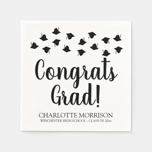Graduation cap topper toss congrats grad custom napkin (Front)