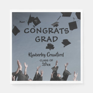 Graduation Cap Toss Personalised Napkin
