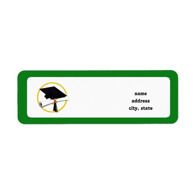 Graduation Cap w/Diploma - Green Background (Front)