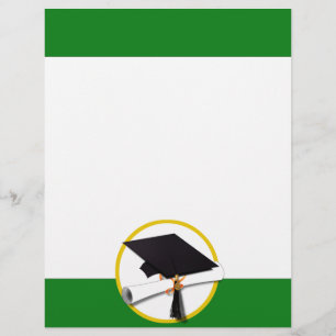 Graduation Cap w/Diploma - Green Background Flyer