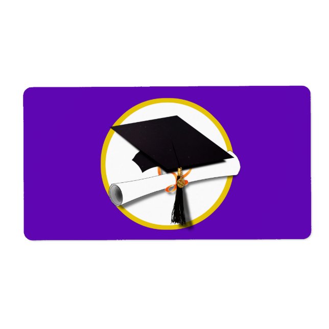 Graduation Cap w/Diploma - Purple Background (Front)