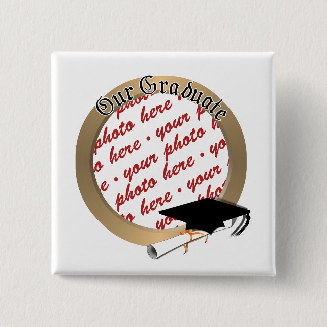 Graduation Cap w/Gold Frame 15 Cm Square Badge (Front)