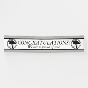 Graduation Cap with Black And White Circle Banner