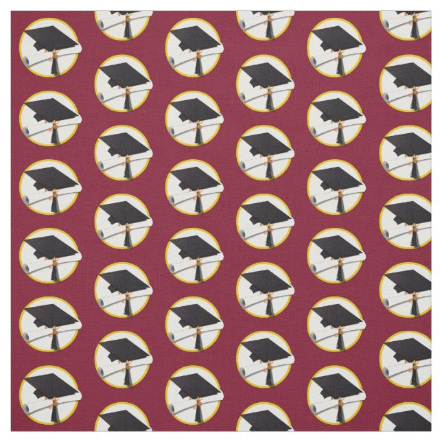 Graduation Cap with Diploma Fabric (Swatch)
