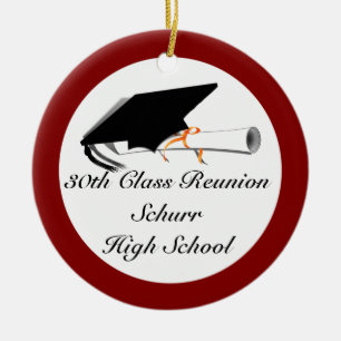 Graduation Cap With Diploma - High School Reunion Ceramic Tree Decoration