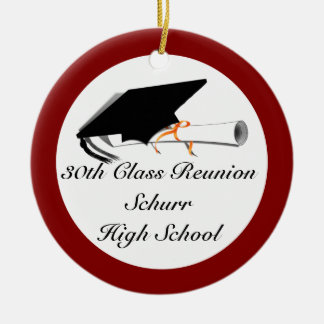 Graduation Cap With Diploma - High School Reunion Ceramic Tree Decoration