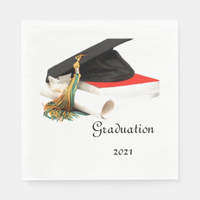 Graduation cap with diploma Paper Napkin (Front)