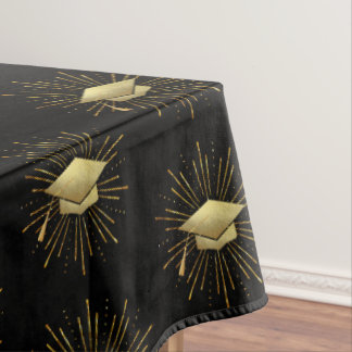 Graduation Cap with Golden Starburst Tablecloth