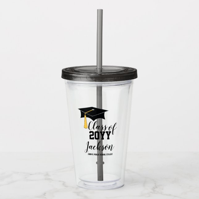 Graduation Cap with Tassel Class of 2024  Acrylic Tumbler (Front)