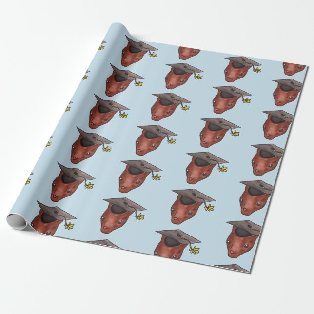 Graduation Cap Woodland Animal Cute Squirrel Wrapping Paper (Unrolled)