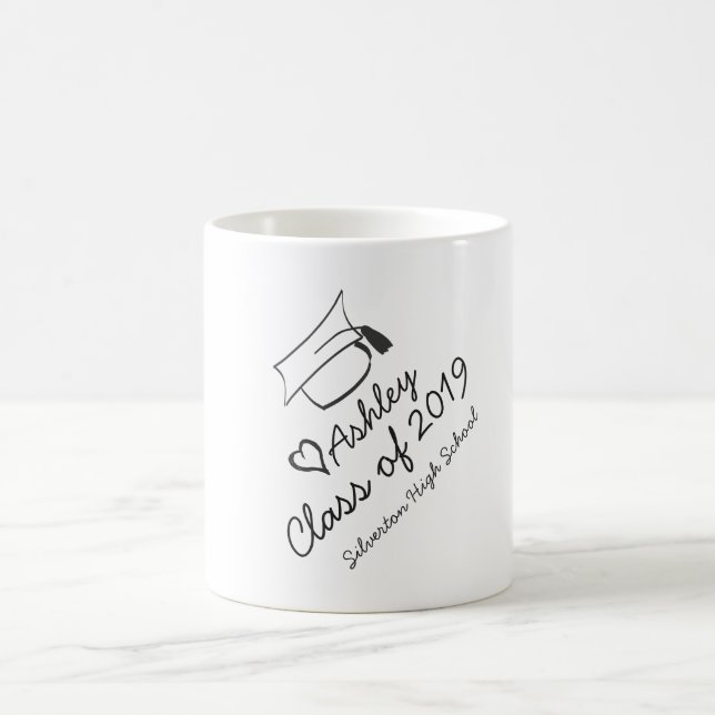 Graduation Cap Year Name School Personalised Coffee Mug (Center)