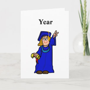 Graduation Card - Customise Year Cartoon Female V