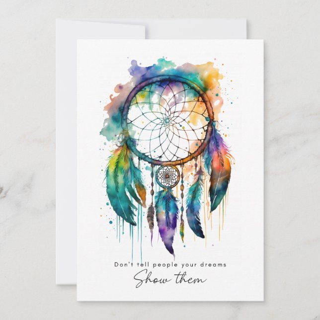 Graduation Card Rainbow Dreamcatcher Watercolor  (Front)