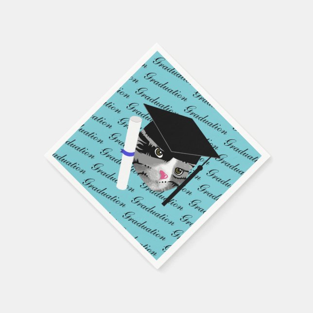 Graduation Cat Napkin (Corner)