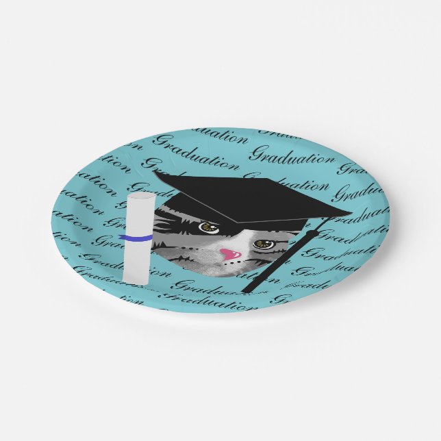 Graduation Cat Paper Plate (Angled)