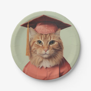 Graduation Cat Paper Plate