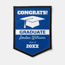 Graduation Celebration Black White Blue Hat