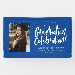 Graduation celebration blue graduate party photo banner