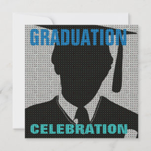 Graduation Celebration Cap & Gown Invitation Grey
