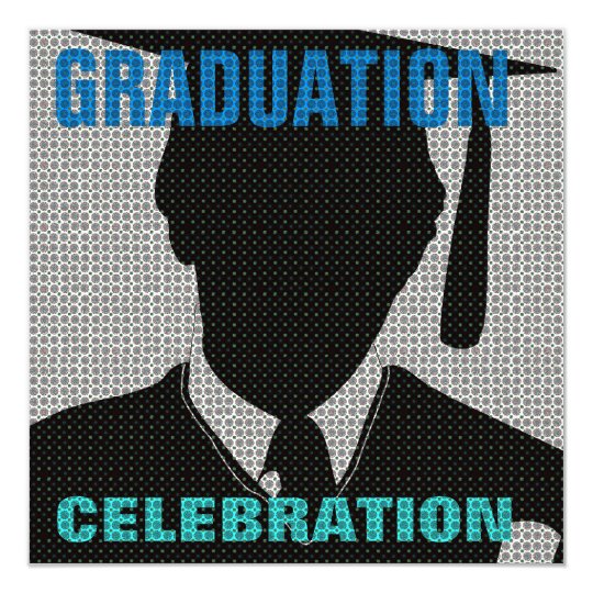Graduation Celebration Cap & Gown Invitation Grey