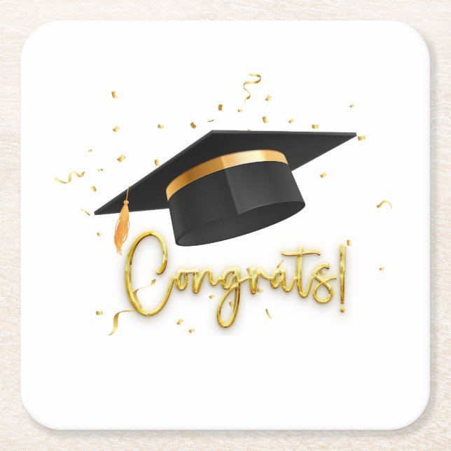 Graduation Celebration Collection Square Paper Coaster (Front)