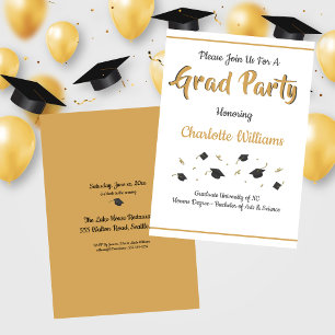 Graduation Celebration Gold Grad Party Invitation