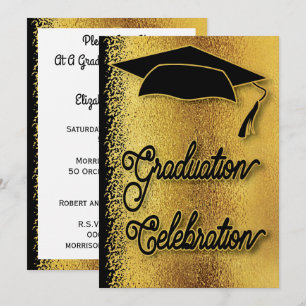 Graduation Celebration Grad Party Faux Gold Modern Invitation