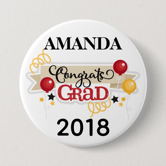 Graduation Celebration Large, 3 Inch Round Button (Front)