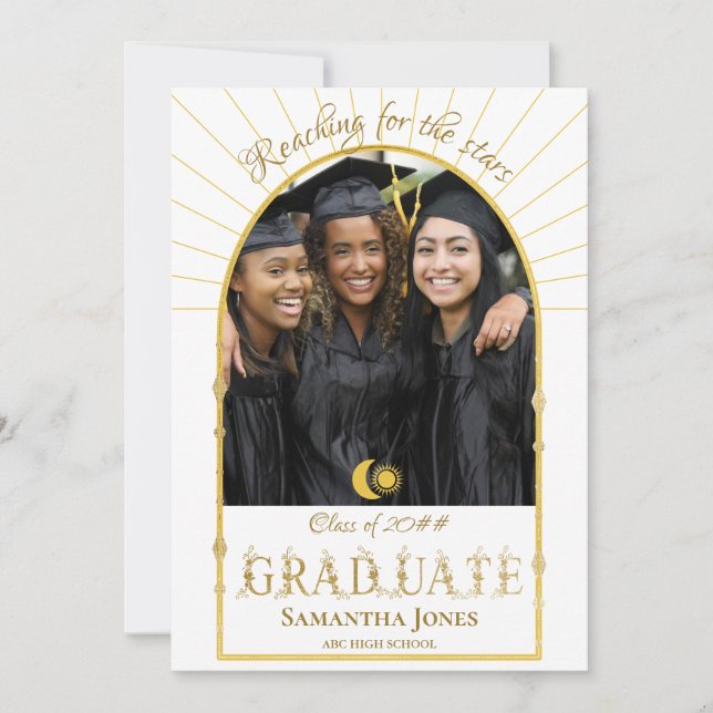 Graduation Celestial Astronomy Space Grad Photo Invitation (Front)