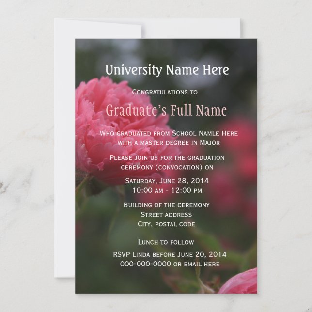 Graduation ceremony (convocation) invitations (Front)