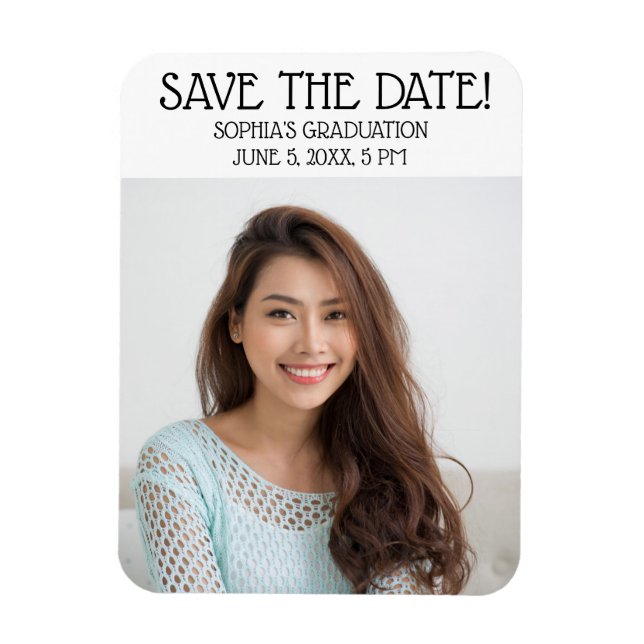 Graduation Ceremony Save the Date Square Photo Magnet (Vertical)
