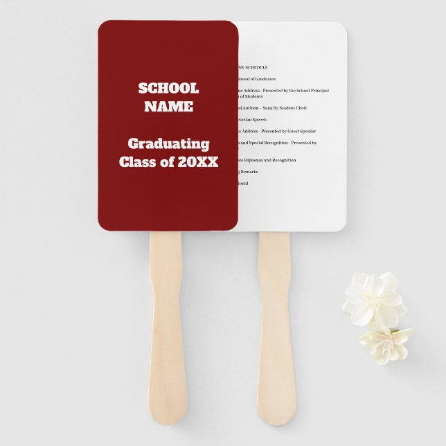 Graduation Ceremony Schedule Guest Program - Hand Fan (Front and Back)
