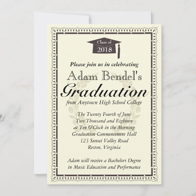Graduation Certificate Announcement (Front)