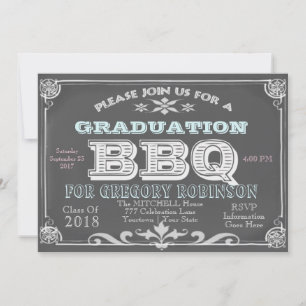 Graduation Chalkboard BBQ Invitations