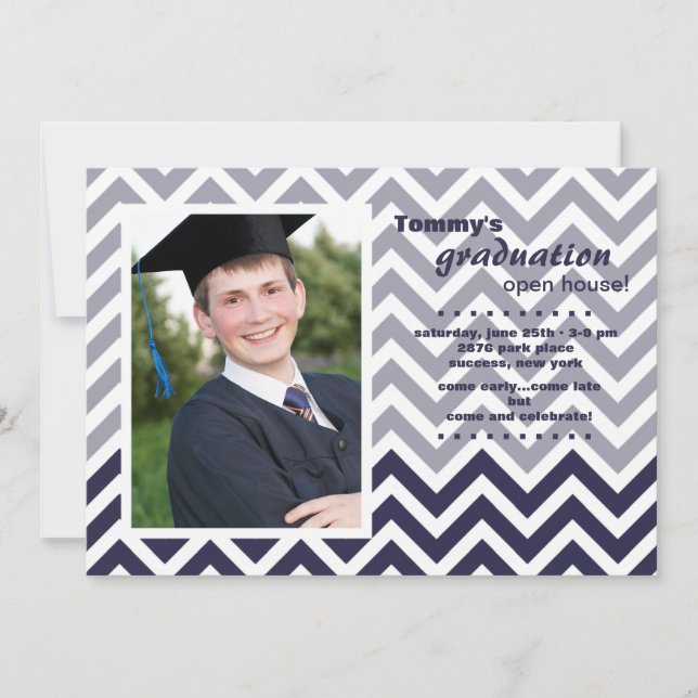 Graduation Chevron Photo Invitation (Front)
