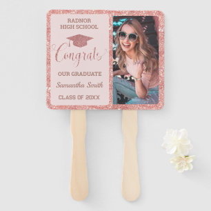 Graduation Chic Rose Gold Pink Graduate Photograph Hand Fan