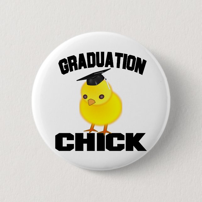 Graduation Chick 6 Cm Round Badge (Front)