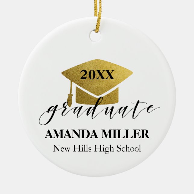 Graduation Christmas Ornament gold cap (Front)